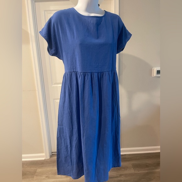Blue Short Sleeve Dress L - Picture 3 of 4